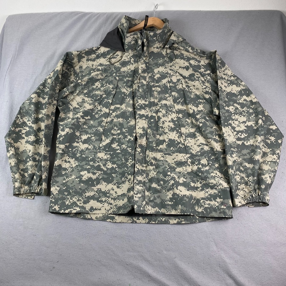 US Army Mens XL shell RainCoat Hooded Jacket camo full zip
